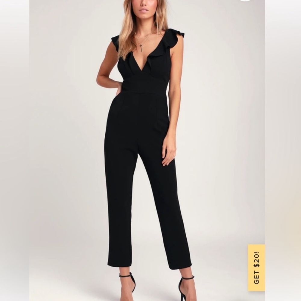 Lulus Leilani Black Ruffle Jumpsuit
